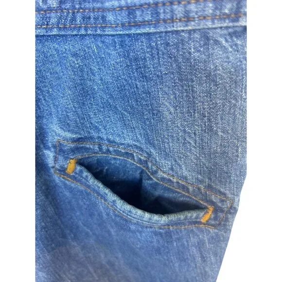 Vtg 70's Landlubber Denim Overall Pinafore Jumper Dress Rainbow Embroidery Retro - Picture 4 of 14